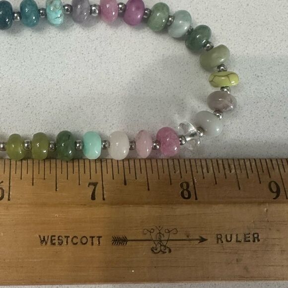 One of a Kind Handmade Genuine Gemstone  Turquoise Jade Ruby Zoisite Quartz 925 - Picture 5 of 5